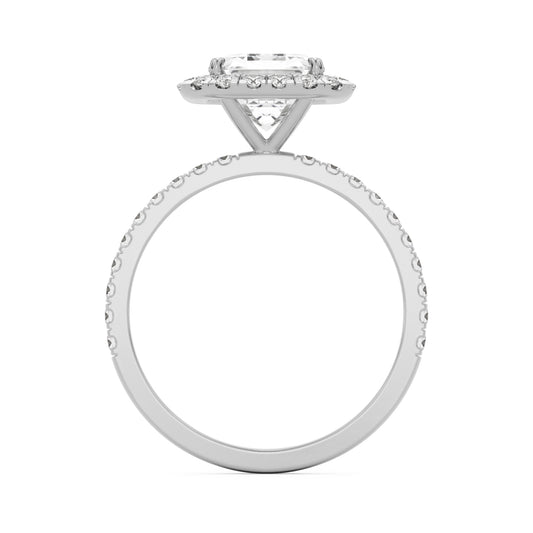 emerald halo pavé 14K white gold