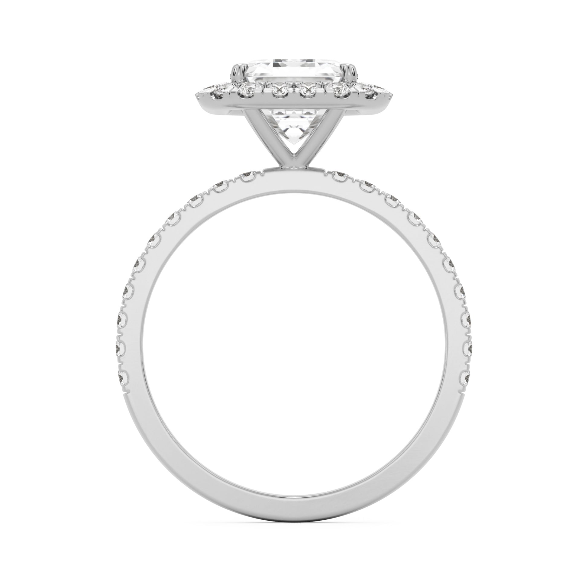 emerald halo pavé 14K white gold