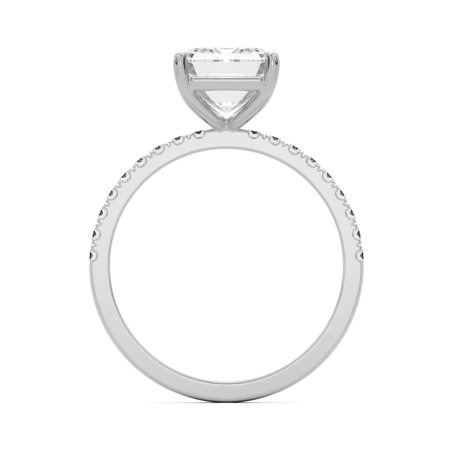 emerald solitaire pave 14k white gold