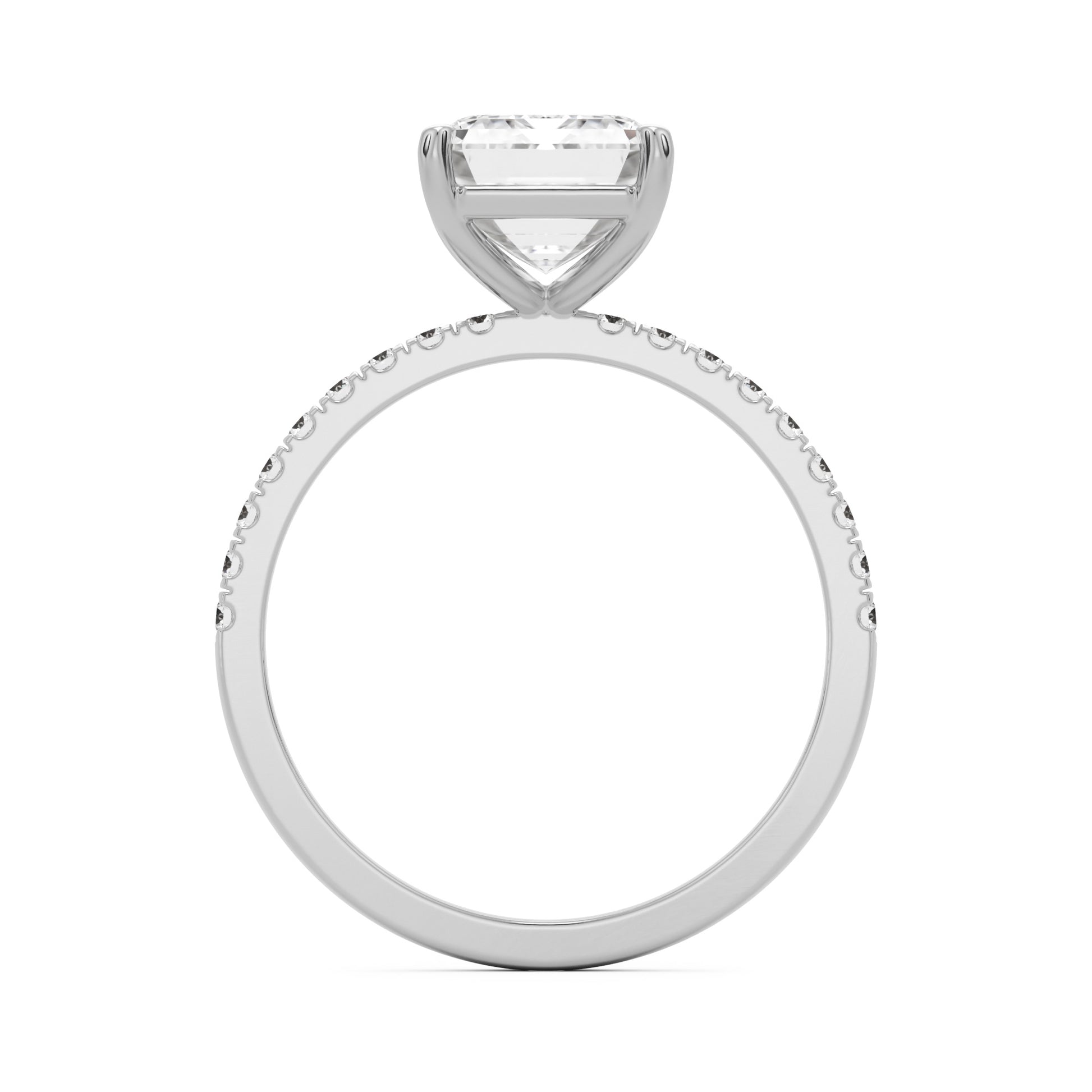 emerald solitaire pave 14k white gold