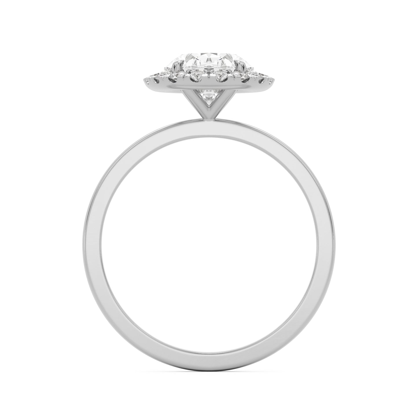 oval solitaire halo 14k white gold