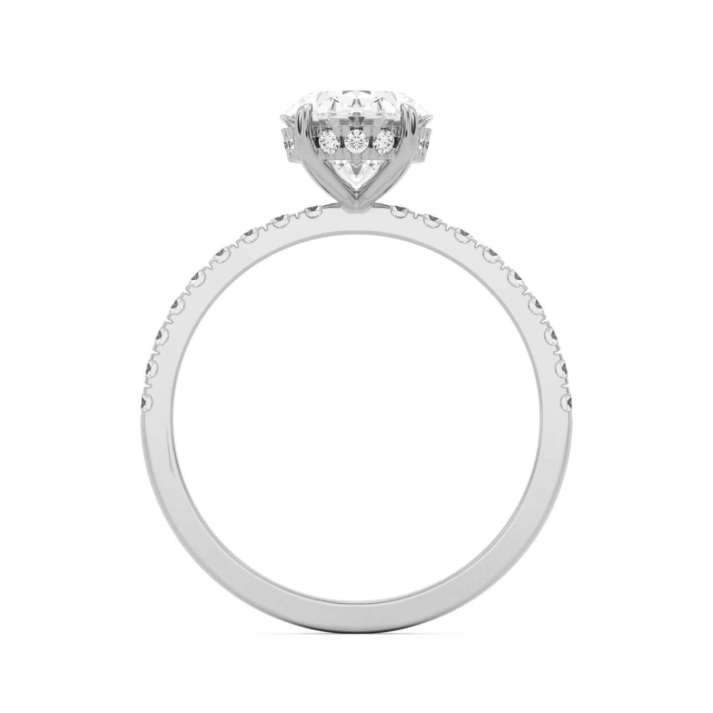 oval solitaire hidden halo pave 14k white gold