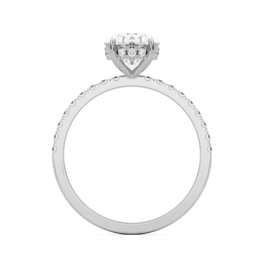 oval solitaire hidden halo pave 14k white gold