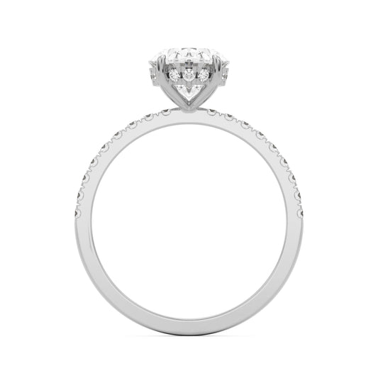 oval solitaire hidden halo pave 14k white gold