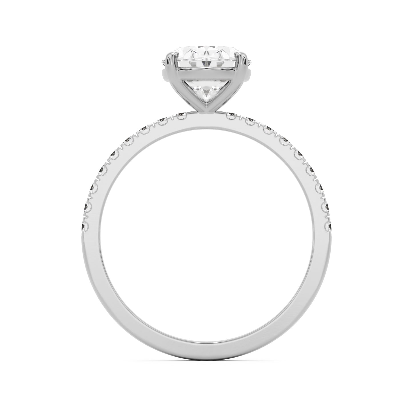 oval solitaire pave 14k white gold