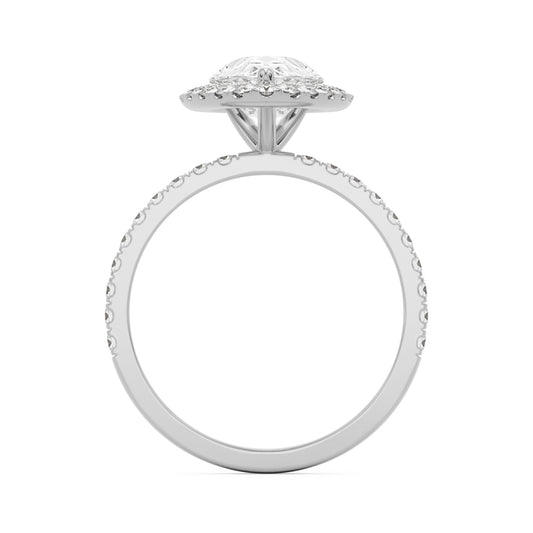 pear halo pavé 14k white gold