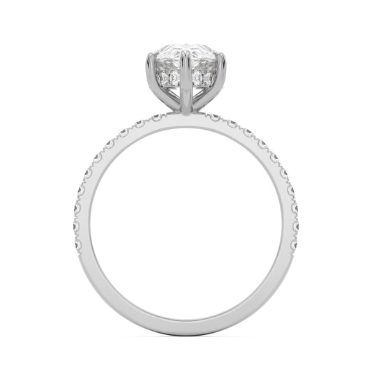 pear hidden halo pavé 14k white gold