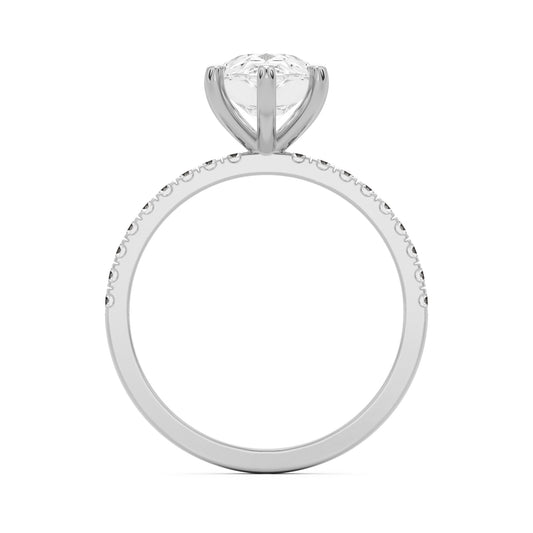 pear solitaire pavé 14k white gold