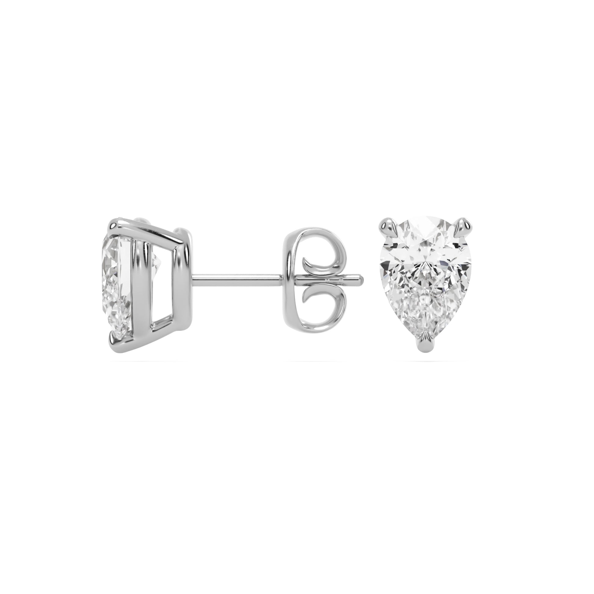 pear moissanite stud earrings platinum