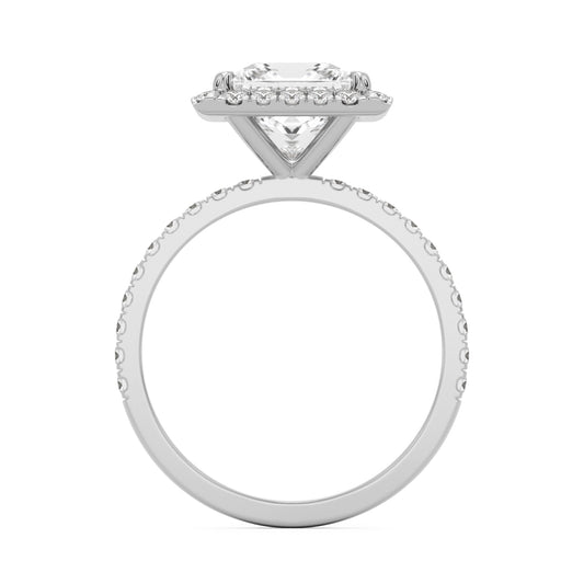 princess halo pavé 14K white gold