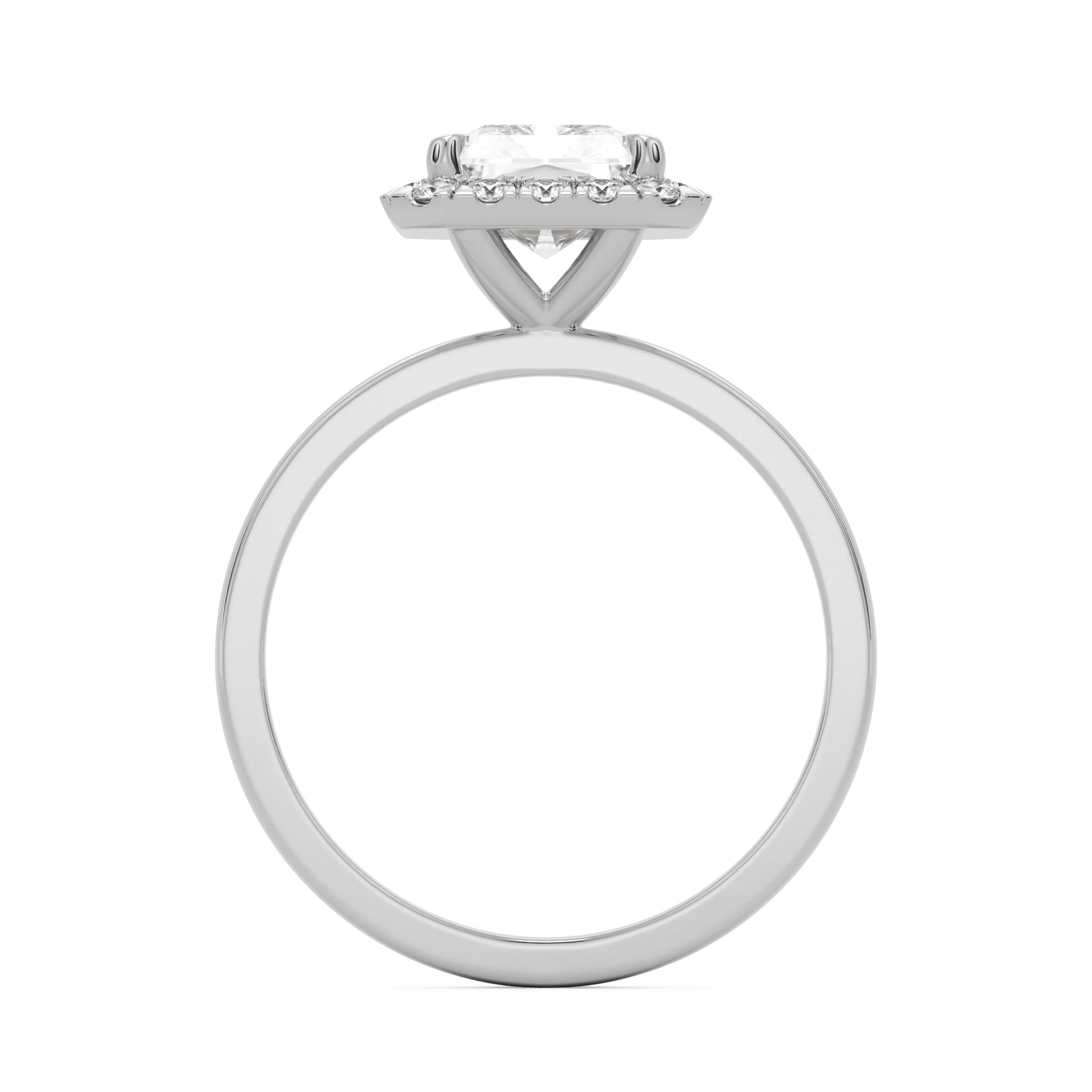 radiant moissanite halo 14k white gold