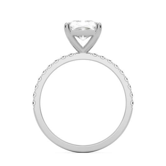 radiant moissanite pavé solitaire 14k white gold