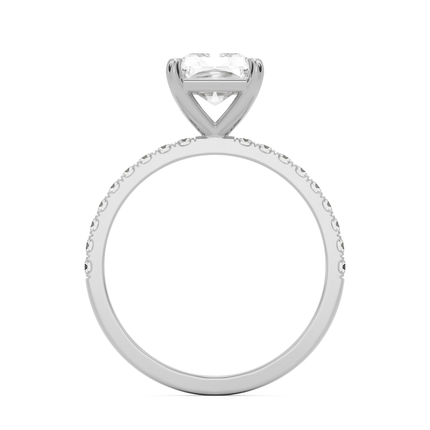 radiant moissanite pavé solitaire platinum