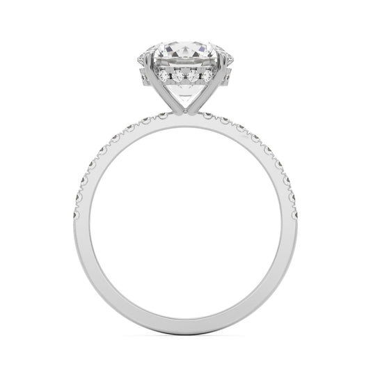 round solitaire hidden halo 14K white gold