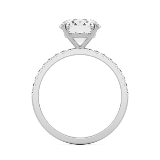 round solitaire pavé 14k white gold