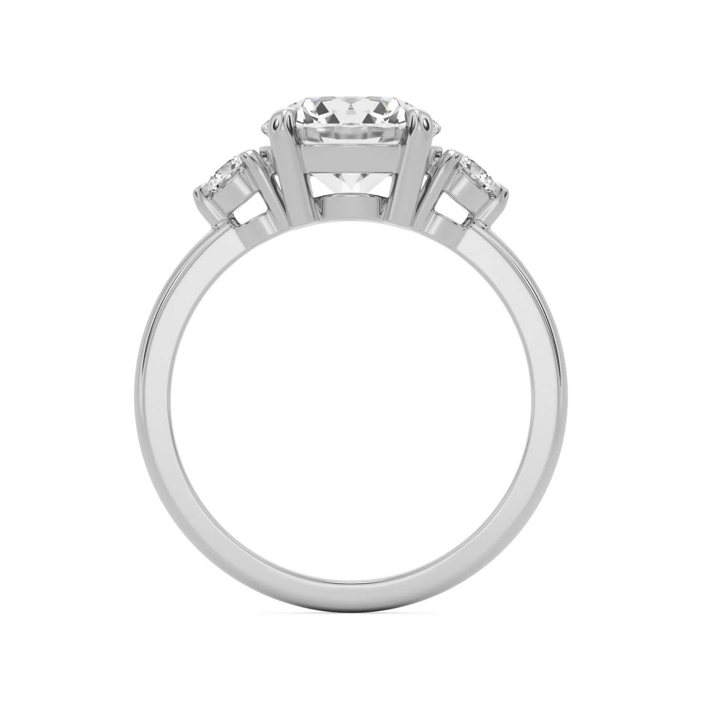 round moissanite three stone platinum