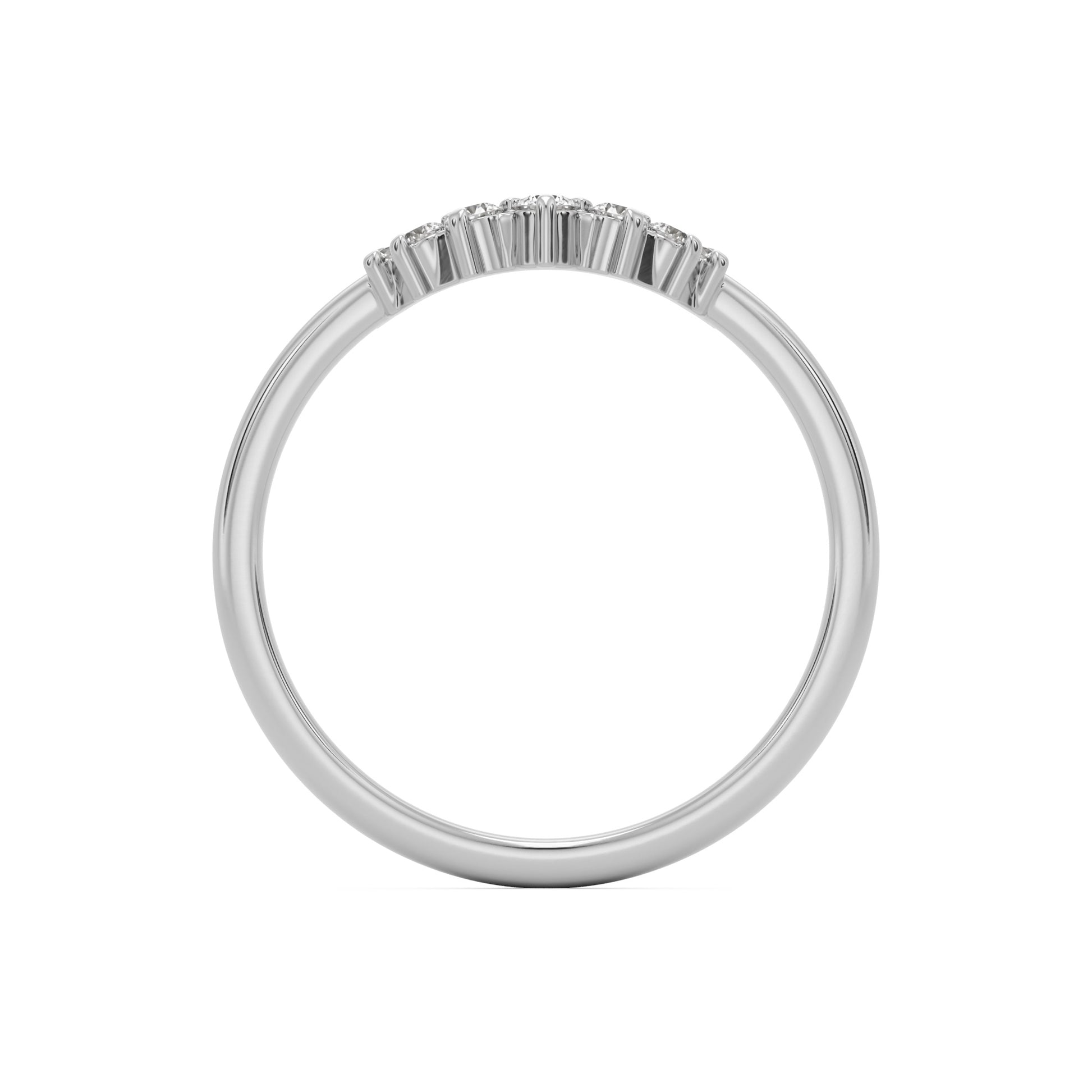 small curve pave wedding band platinum