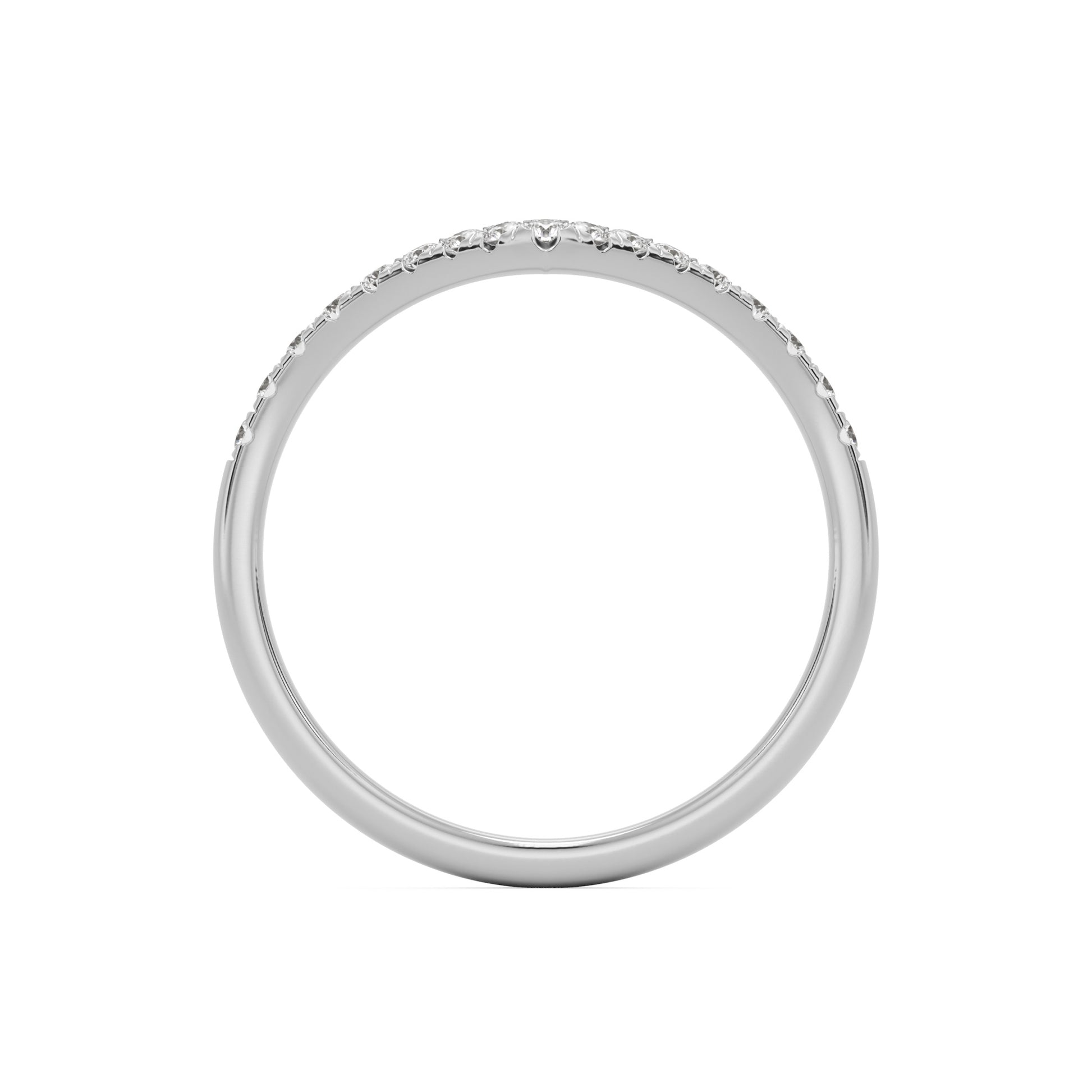 soft point pave wedding band 14k white gold