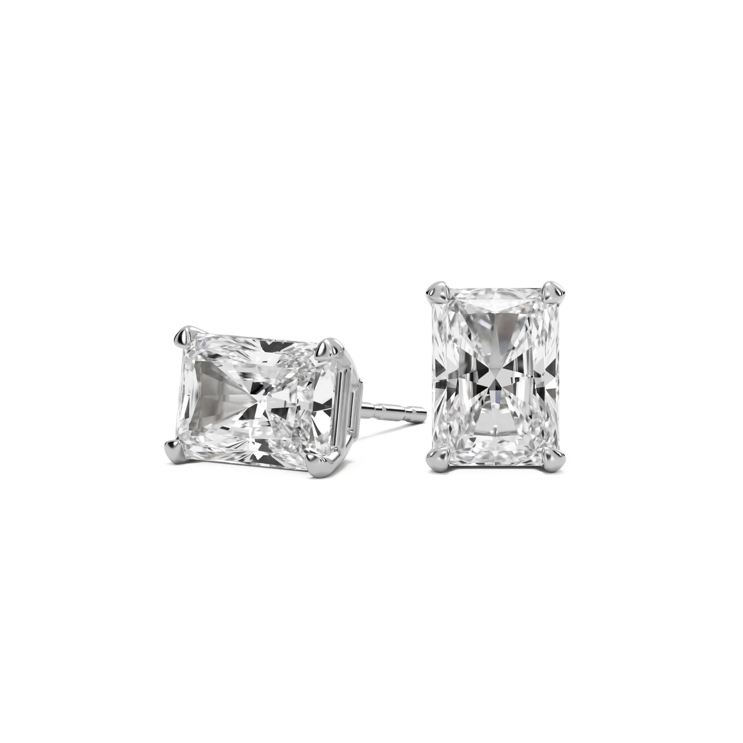 radiant diamond stud earrings 14k white gold