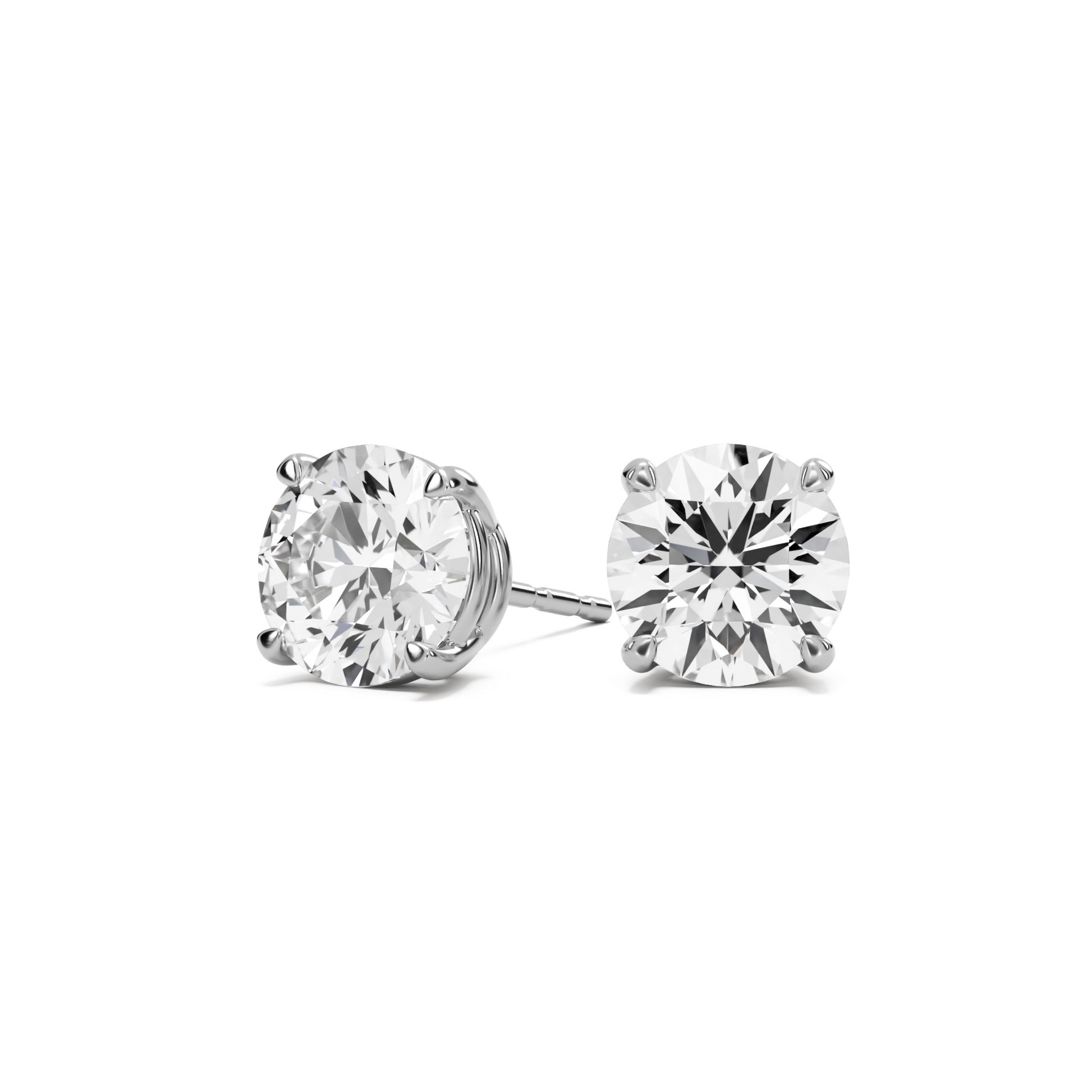 round moissanite stud earrings 14k white gold