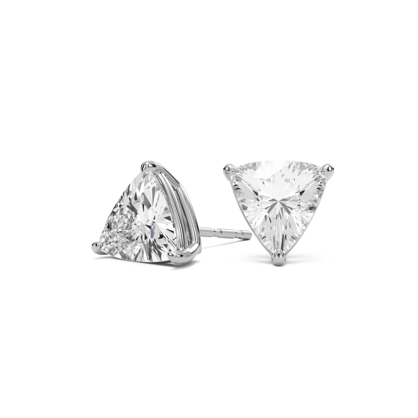 trillion moissanite stud earrings 14k white gold