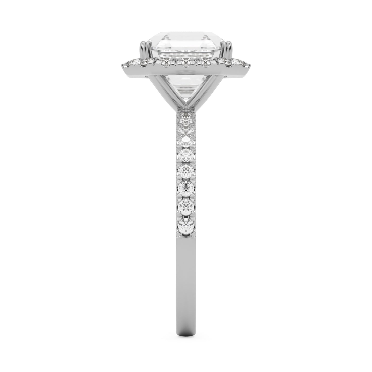asscher halo pavé solitaire platinum