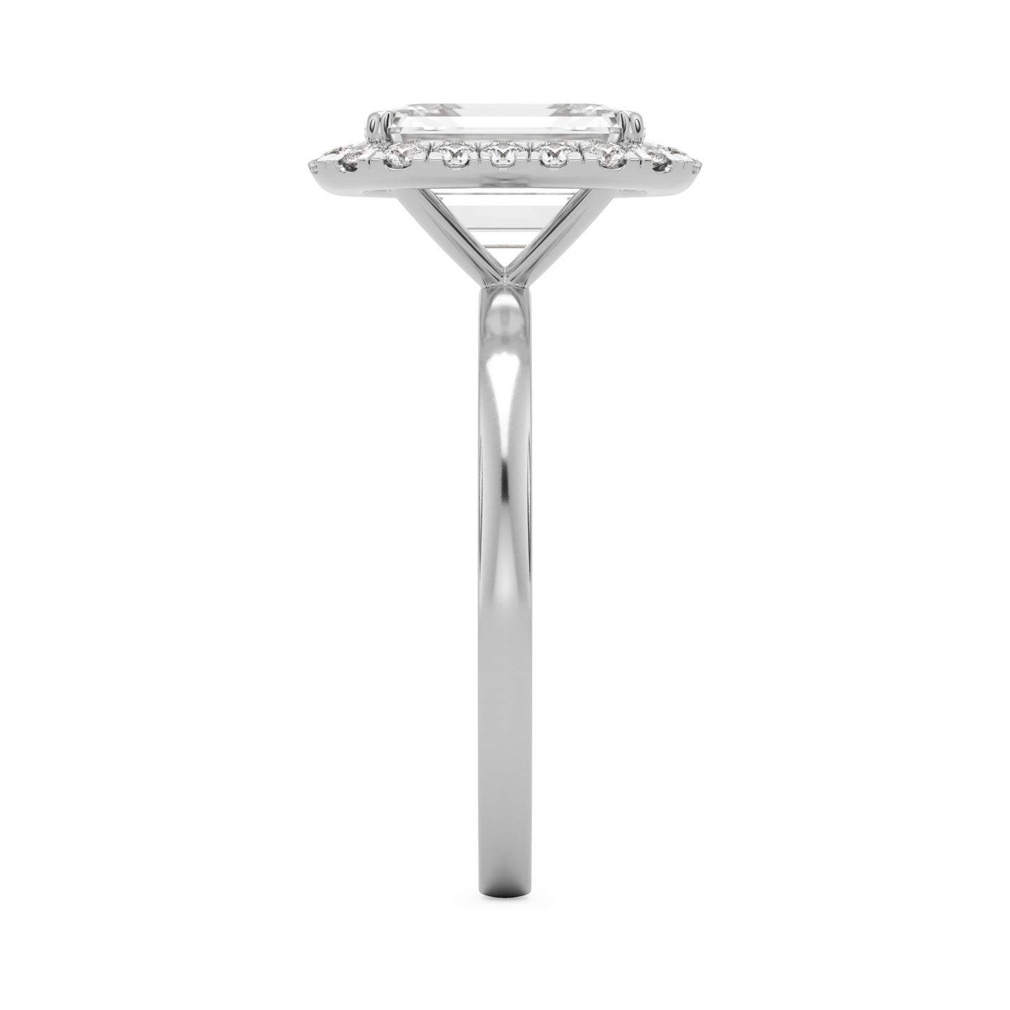 emerald halo 14K white gold