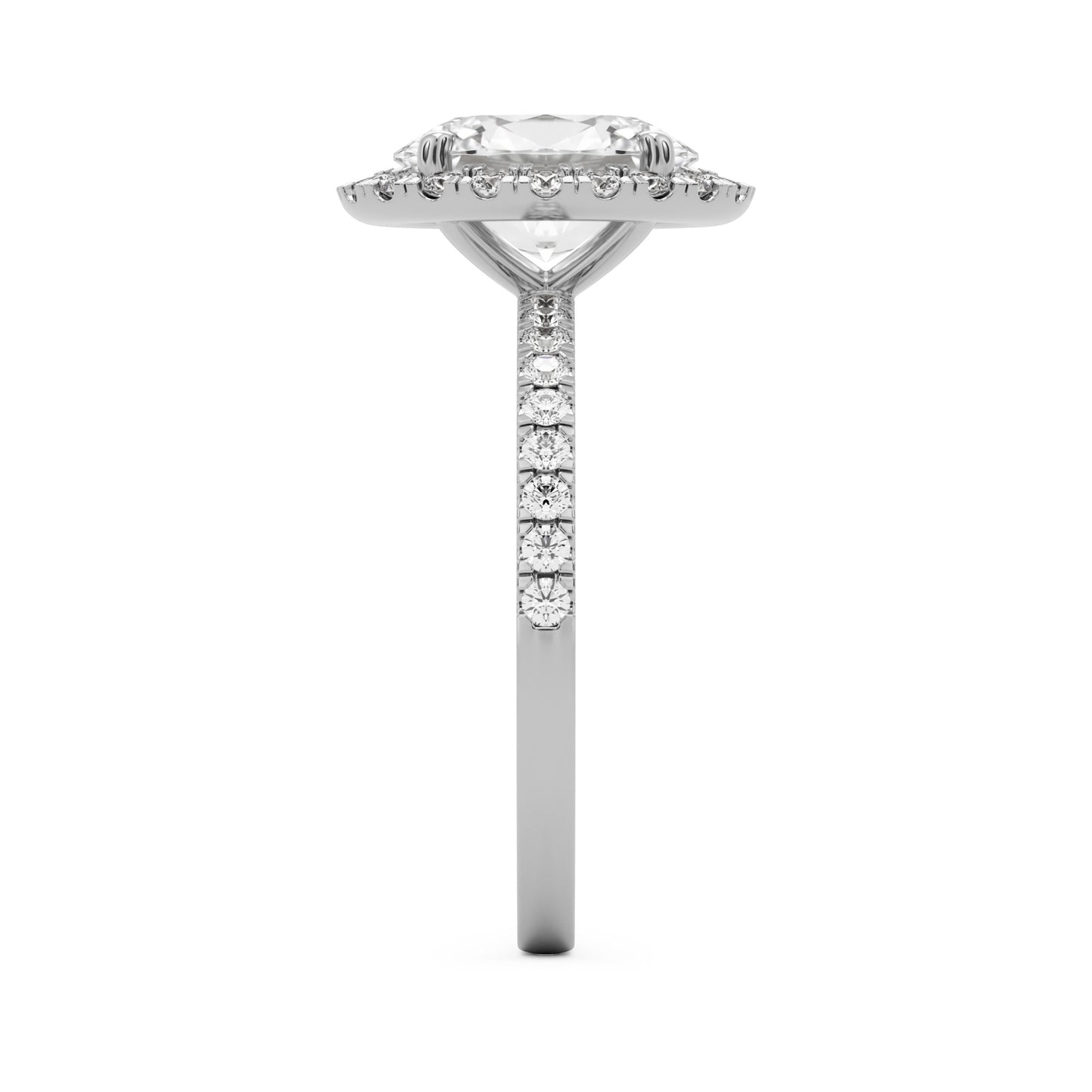 oval solitaire halo pave platinum