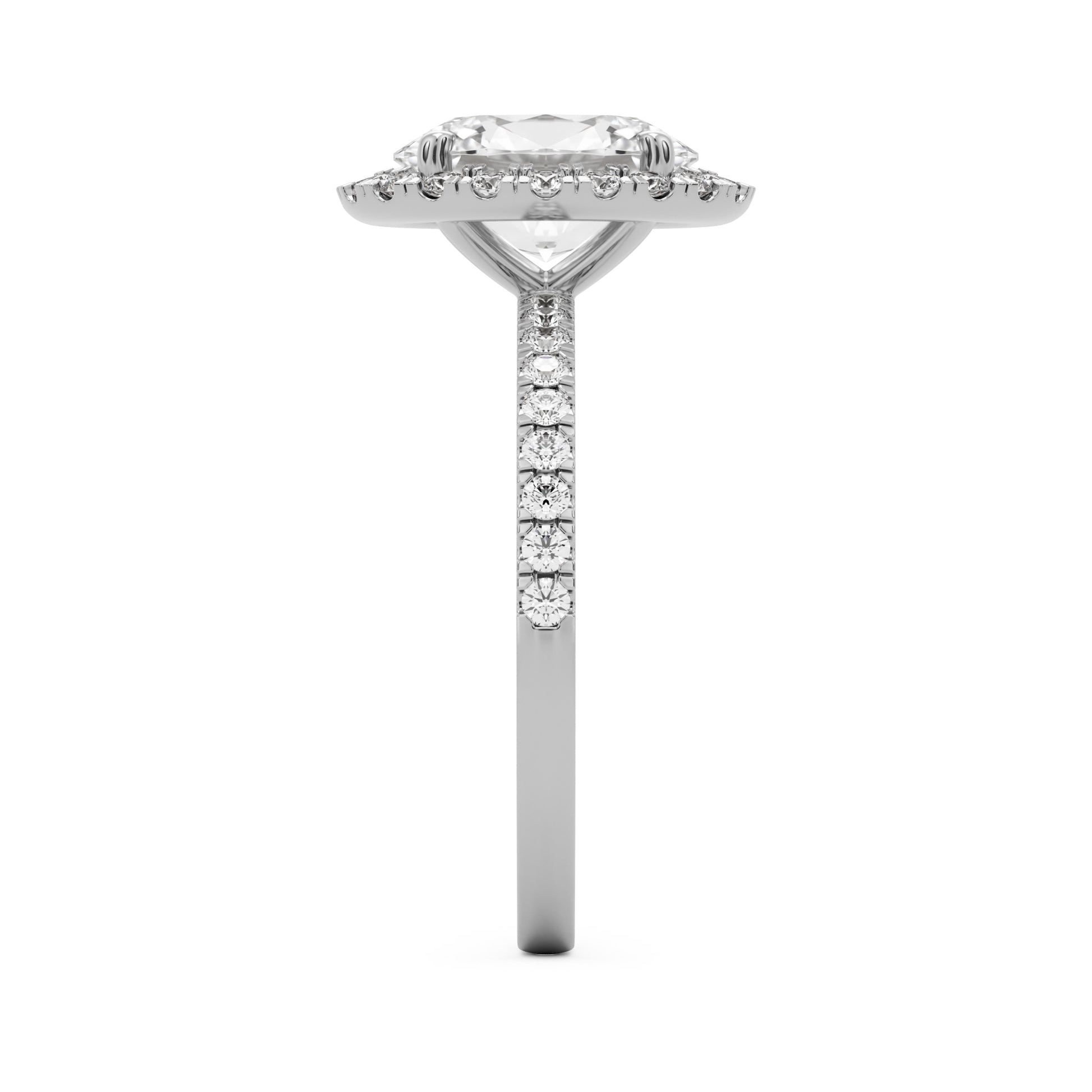 oval solitaire halo pave platinum