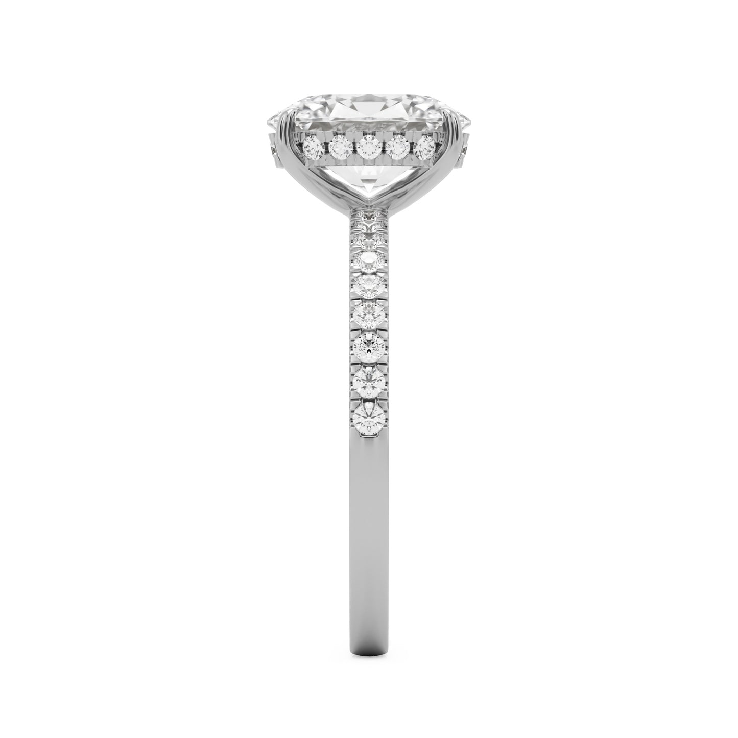oval solitaire hidden halo pave platinum