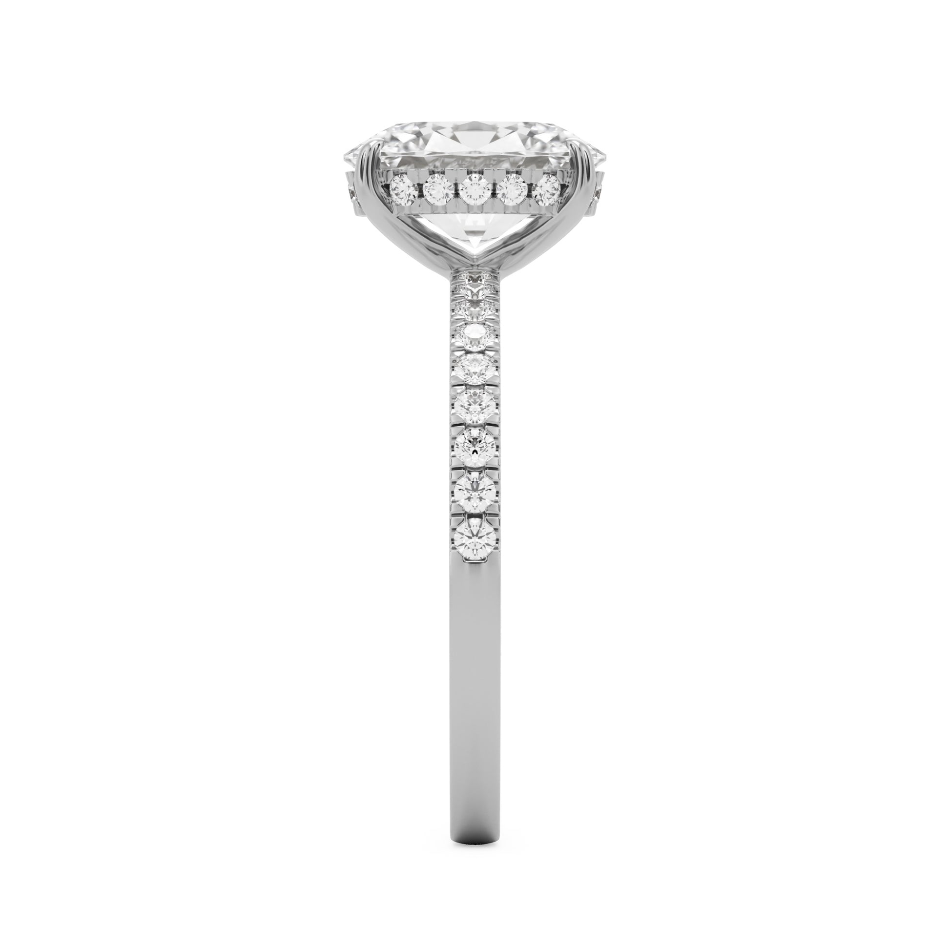 oval solitaire hidden halo pave platinum