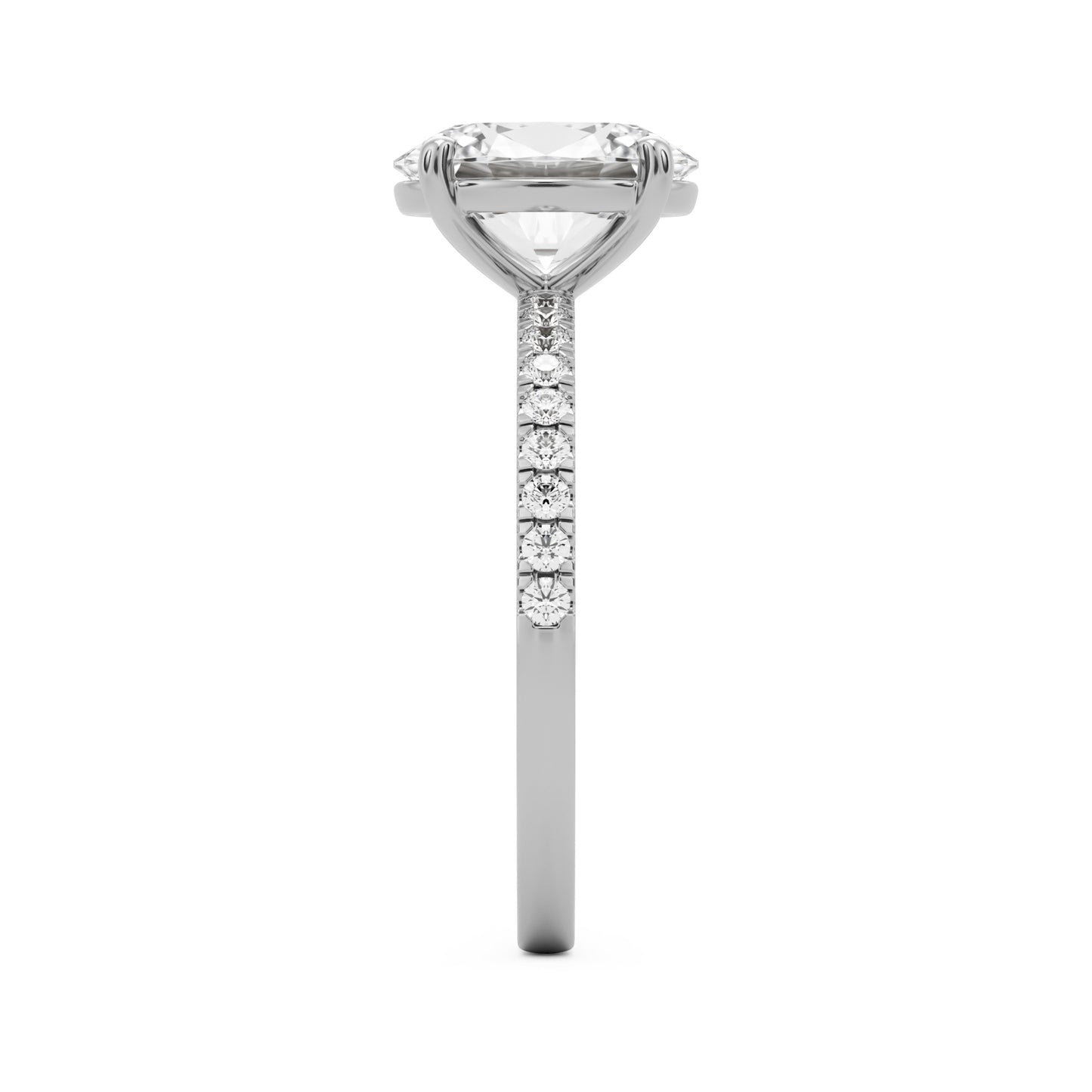 oval solitaire pave platinum