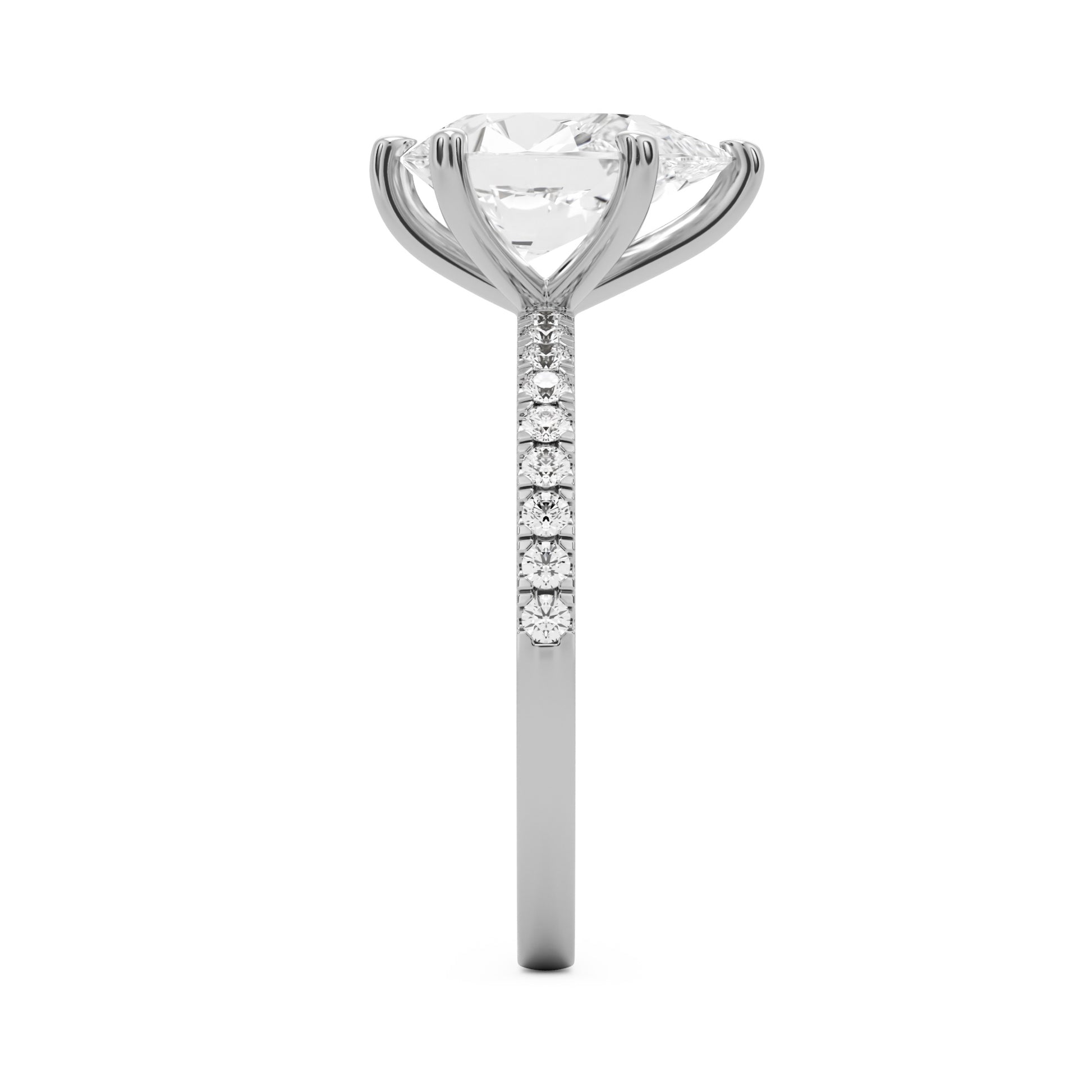 pear solitaire pavé 14k white gold