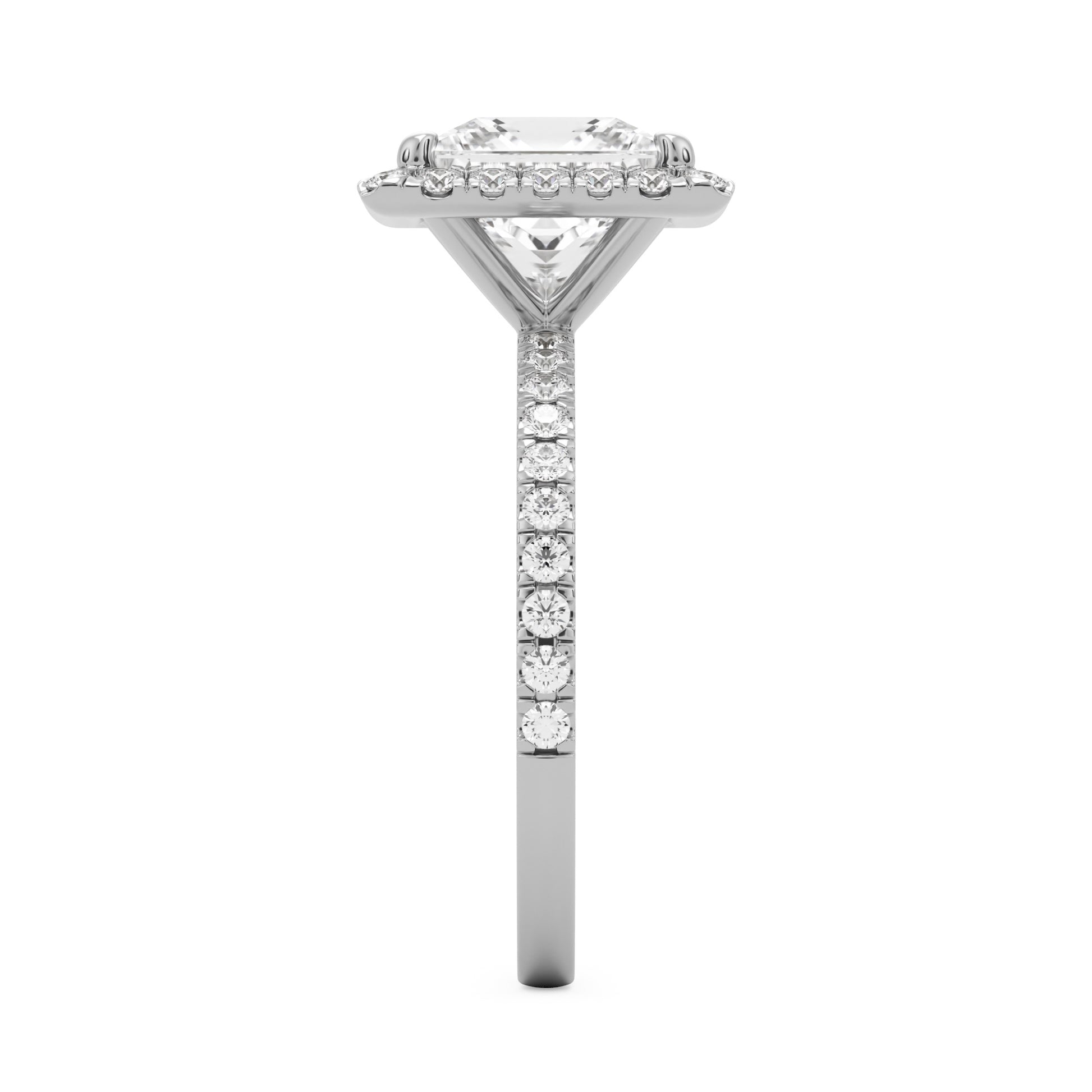 princess halo pavé 14K white gold