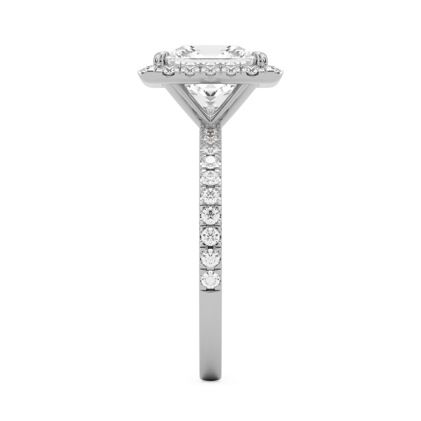 princess halo pavé 14K white gold