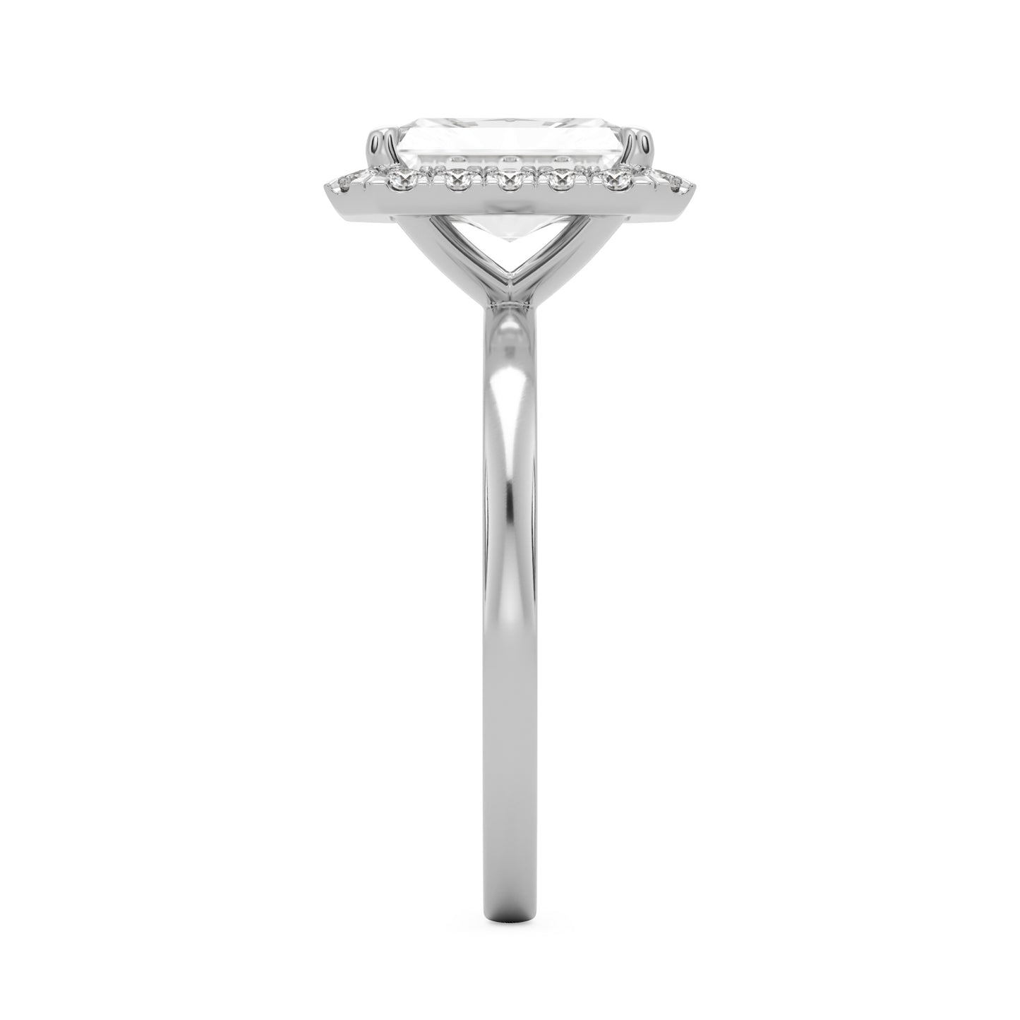 radiant moissanite halo platinum