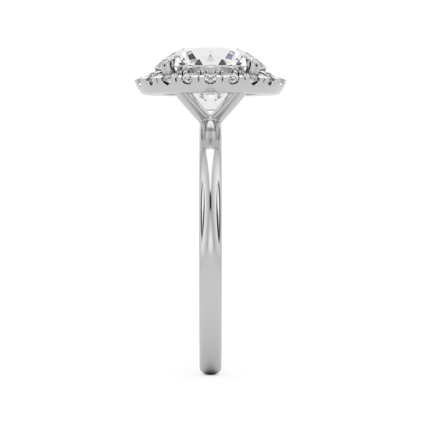 round solitaire halo 14K white gold