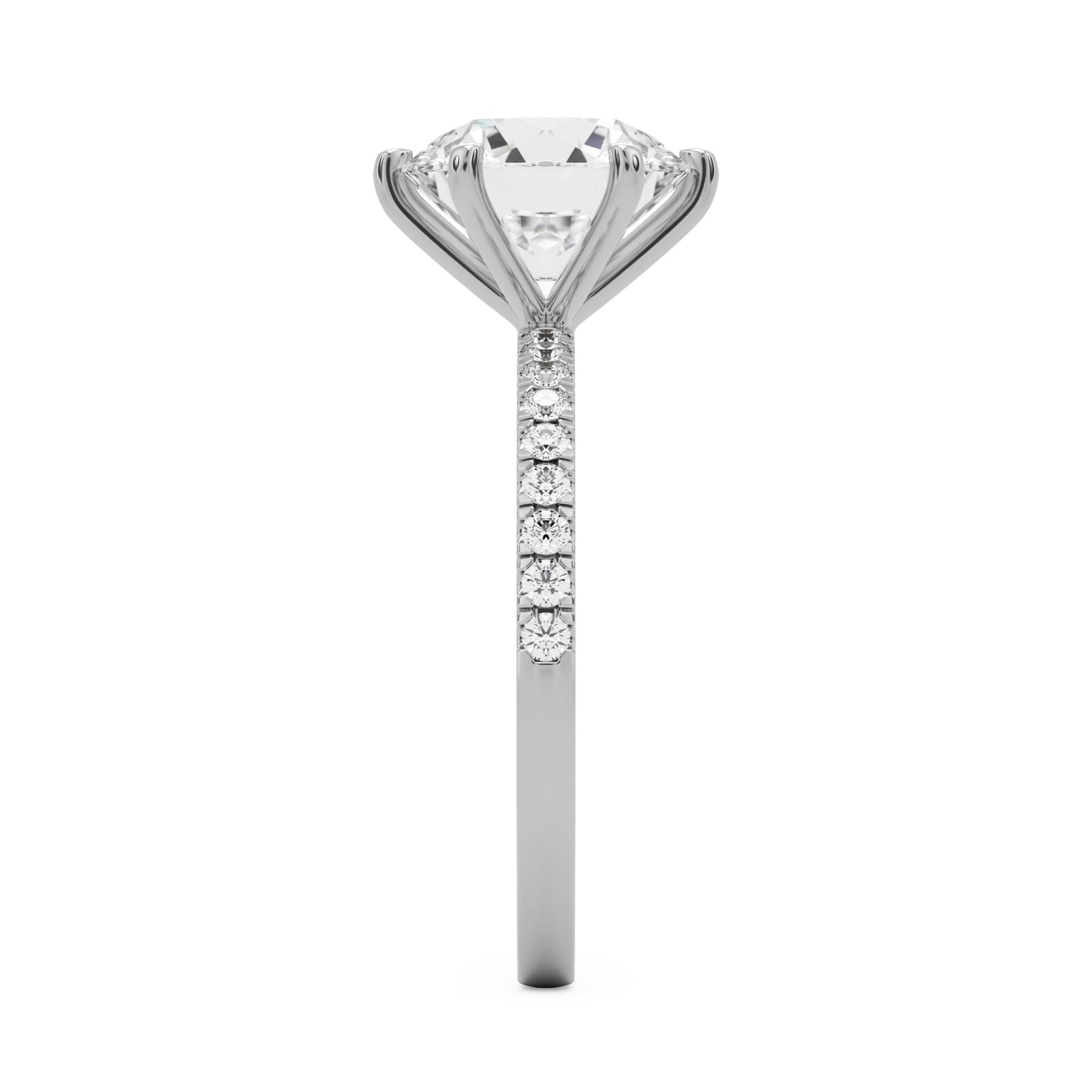round solitaire pavé 14k white gold