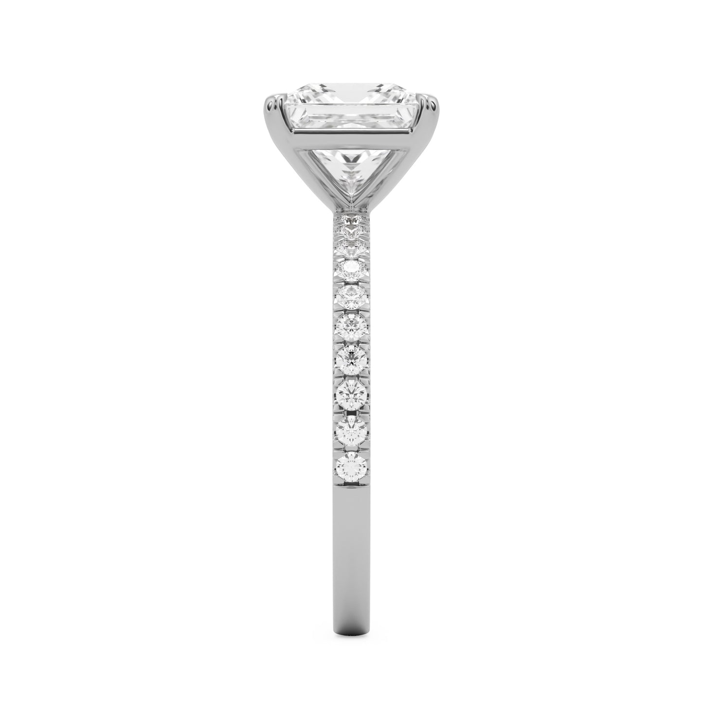 square mosisanite pavé solitaire platinum