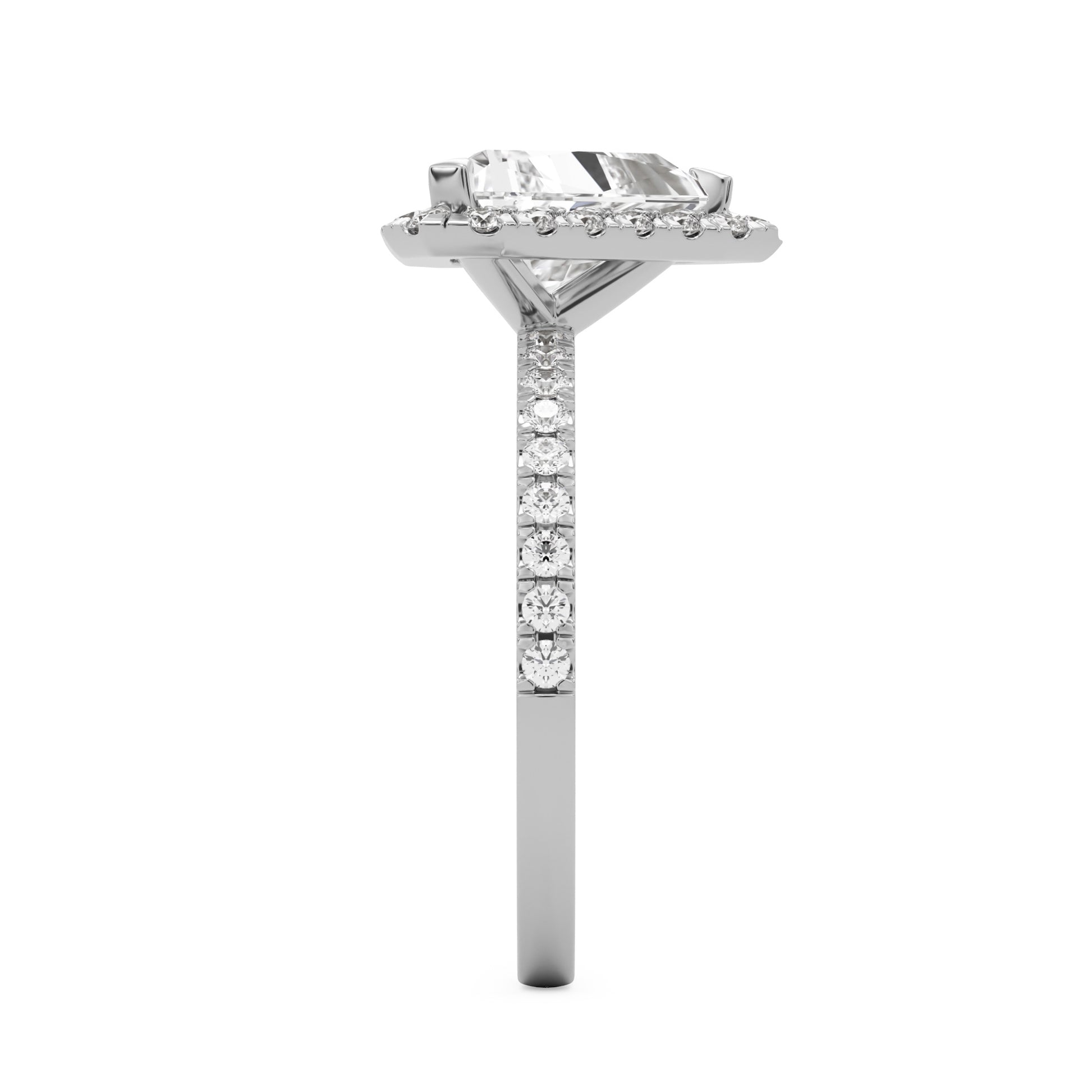 trillion halo pavé solitaire platinum