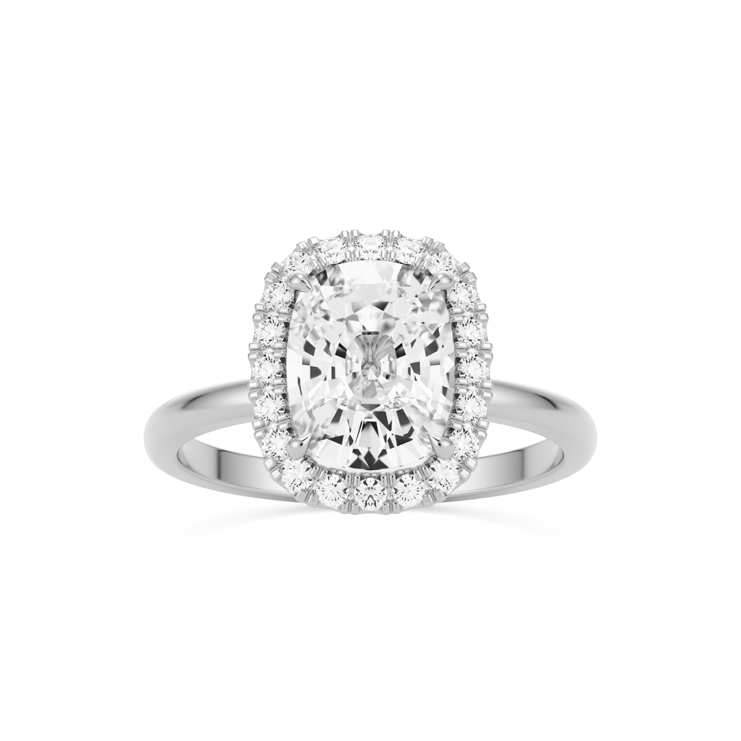 moissanite elongated cushion halo 14k white gold