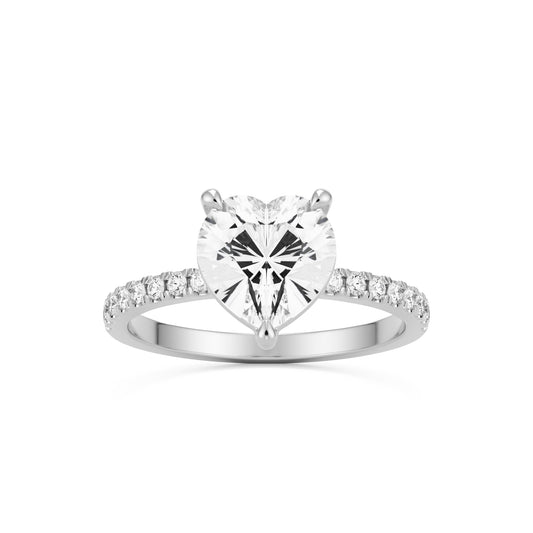 heart moissanite pavé solitaire 14k white gold