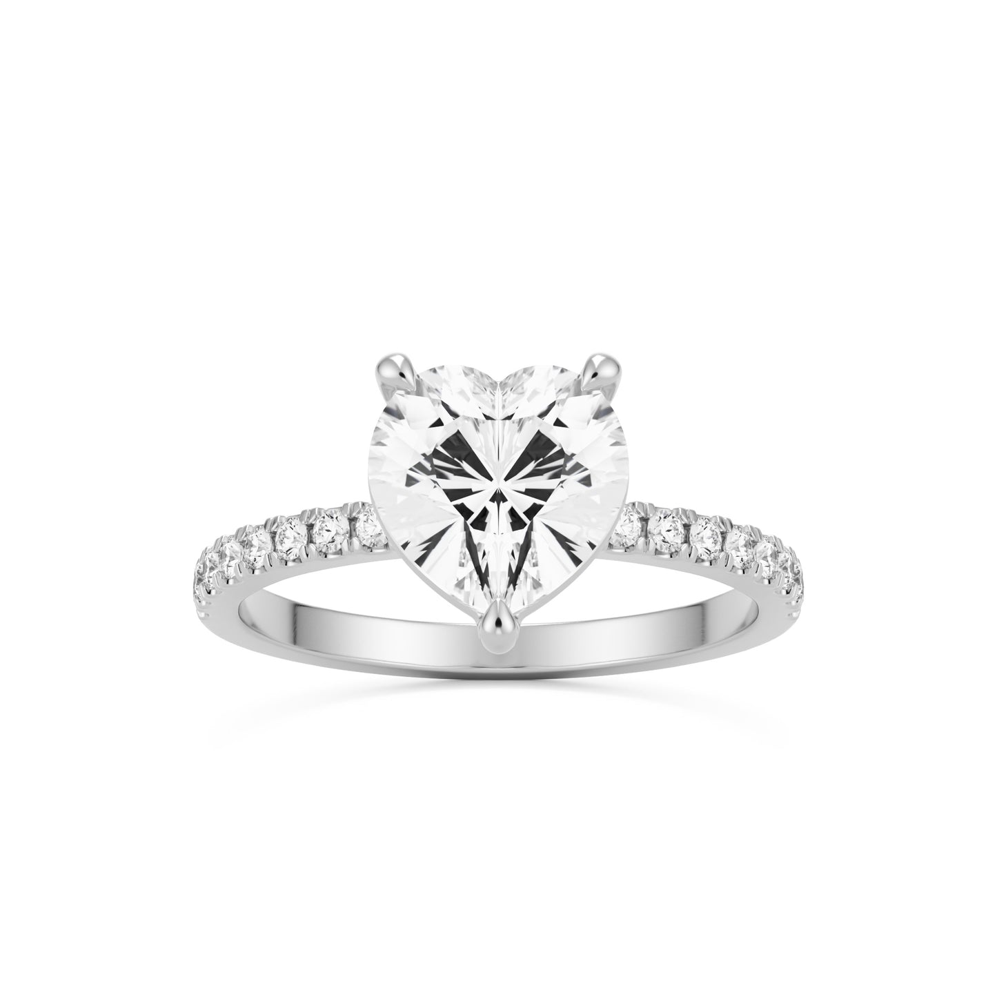 heart moissanite pavé solitaire platinum