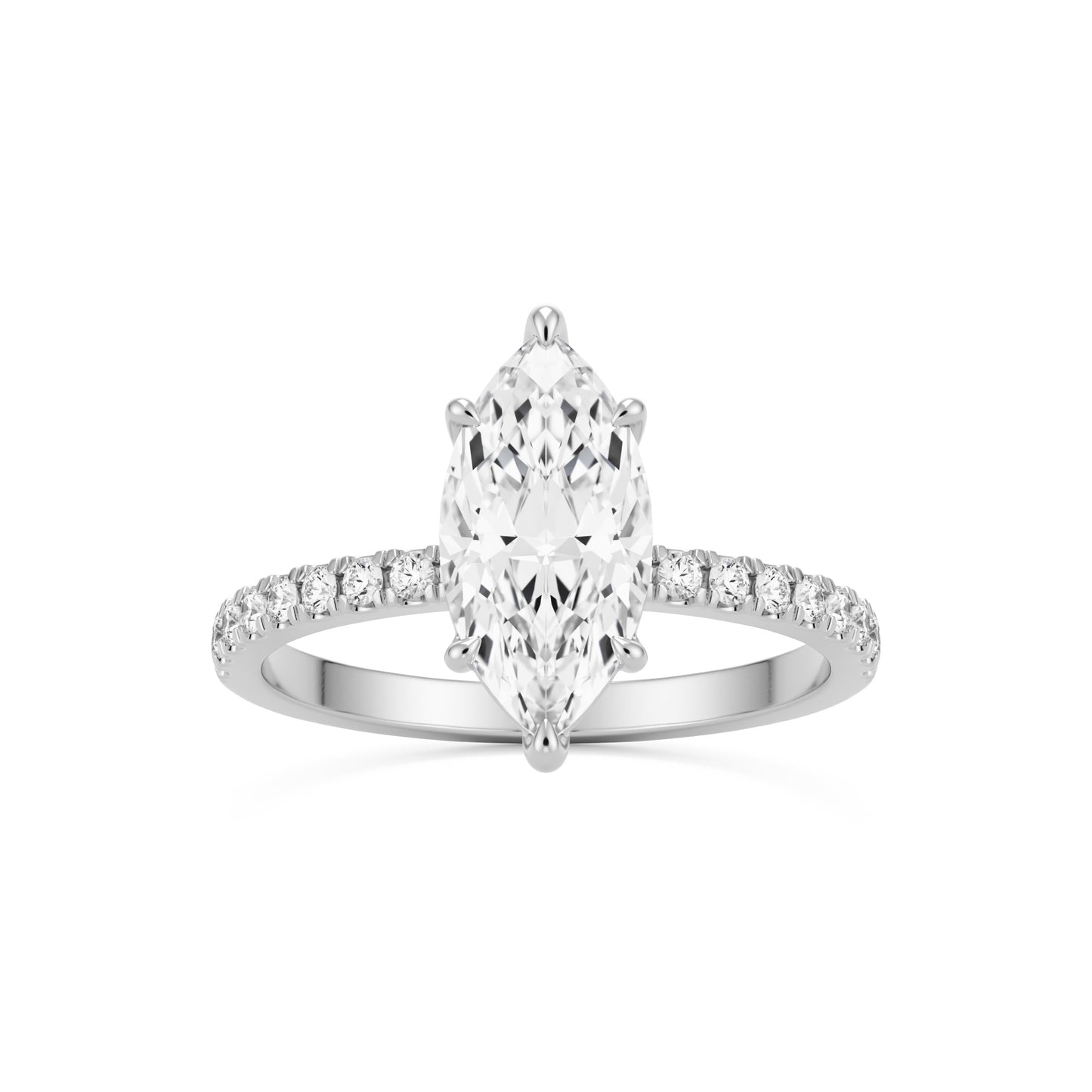 marquise moissanite pavé solitaire platinum