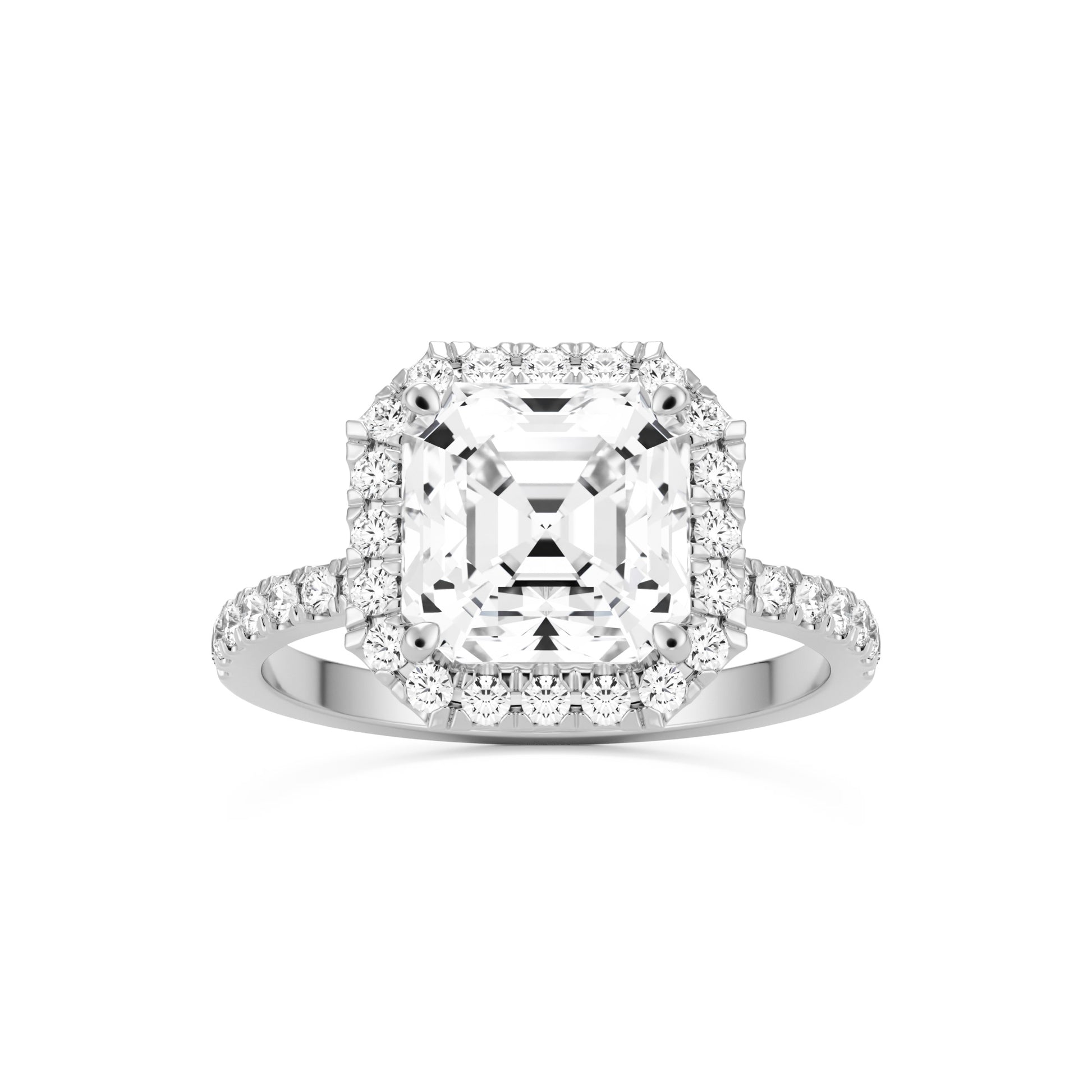 asscher halo pavé solitaire platinum