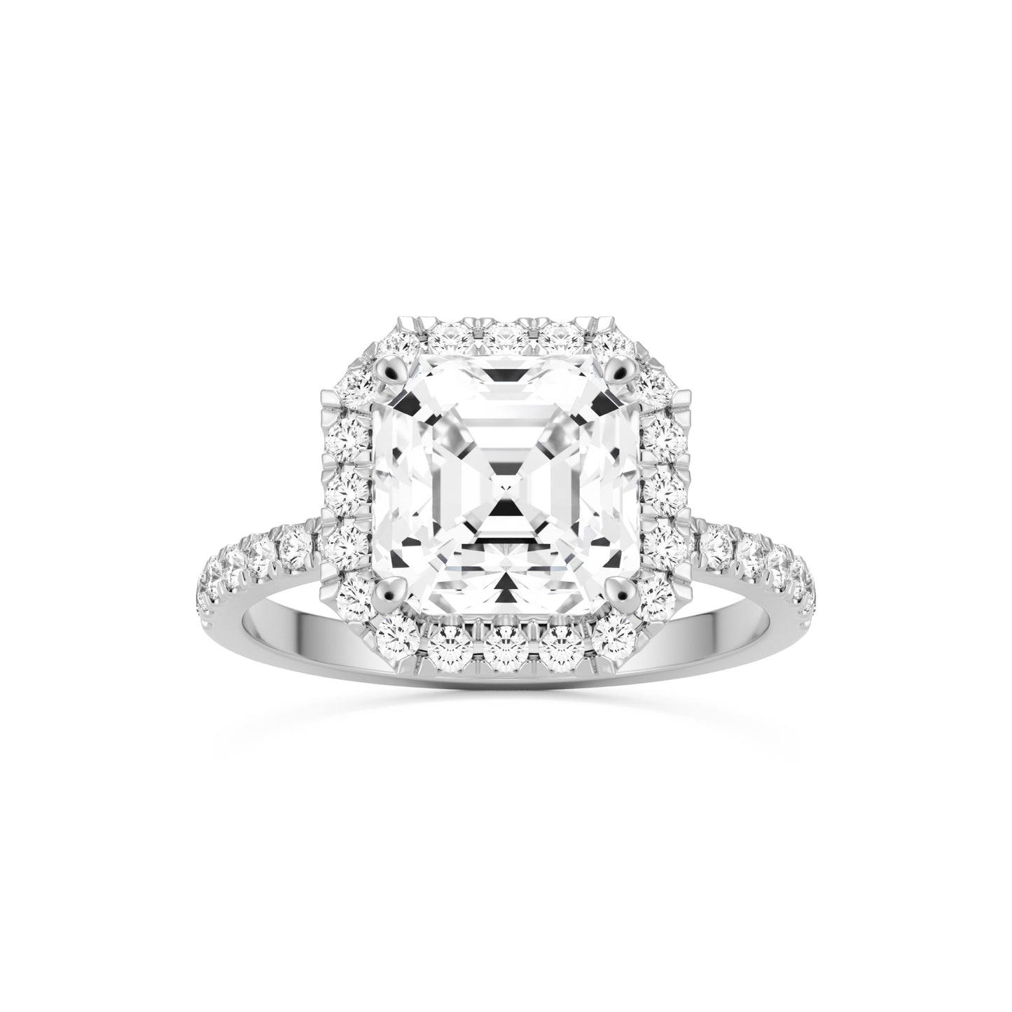 asscher halo pavé solitaire platinum