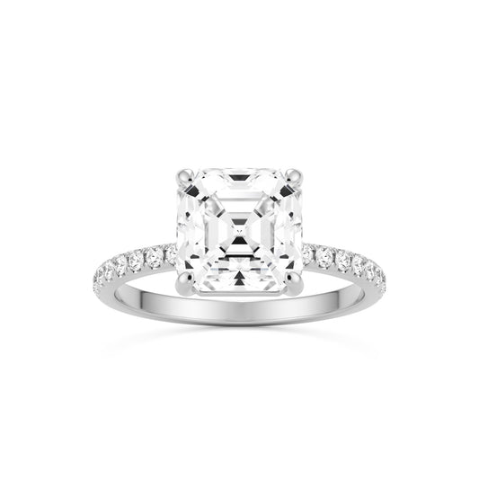 asscher pavé solitaire 14k white gold