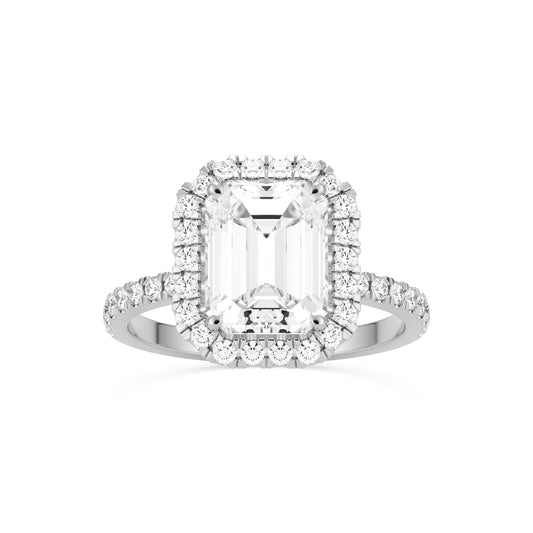 emerald halo pavé 14K white gold