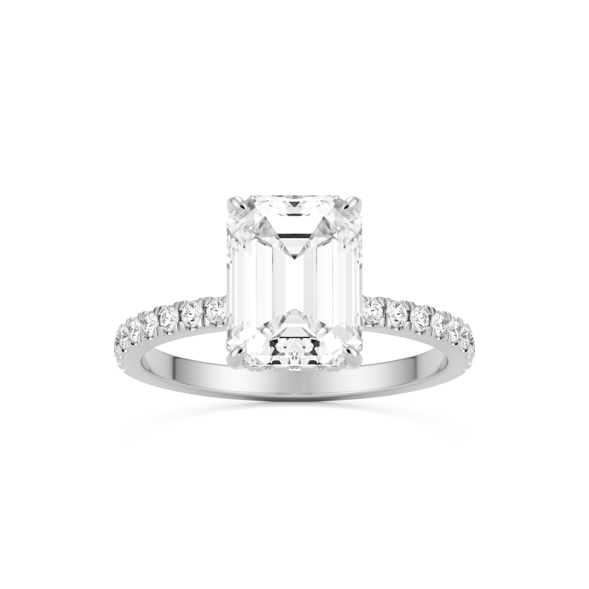 emerald hidden halo pavé platinum
