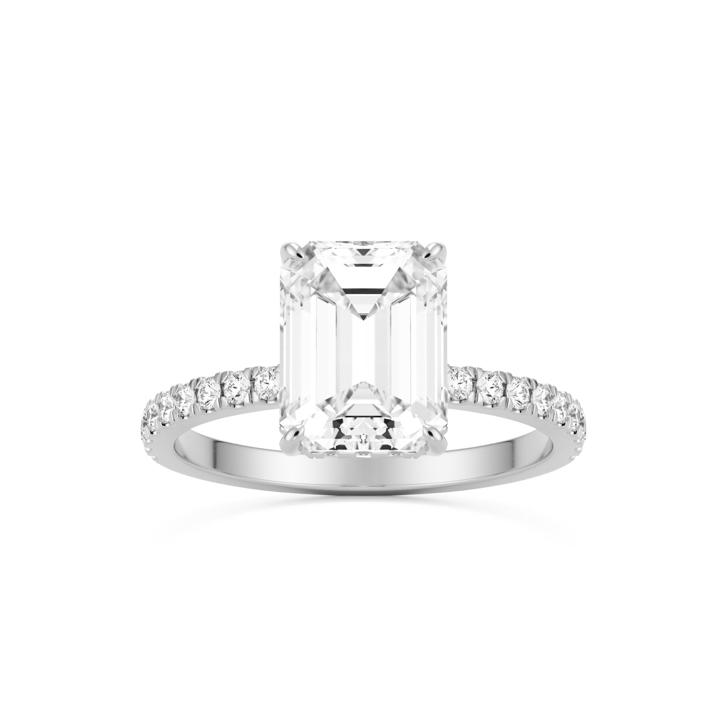 emerald hidden halo pavé platinum